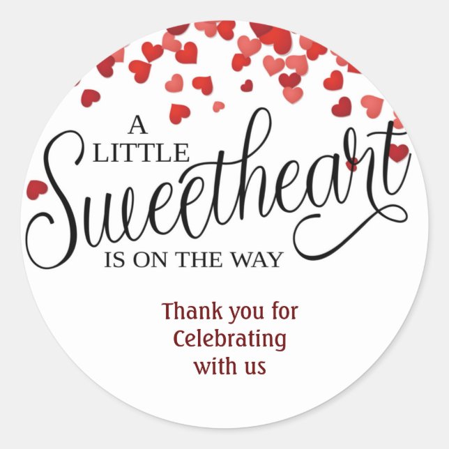 BABY SHOWER favour stickers|hearts|sweetheart Classic Round Sticker (Front)