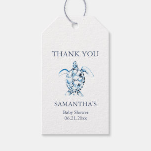Baby Shower Favour Tags Boy Blue Sea Turtle
