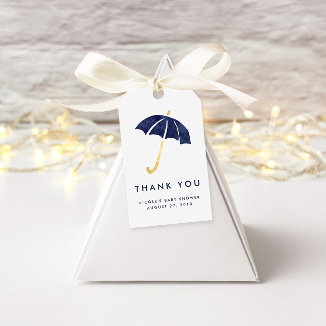 Baby Shower Favour Tags | Navy Umbrella (Creator Uploaded)