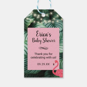Baby Shower Favour Tropical Leaves & Flamingo Gift Tags