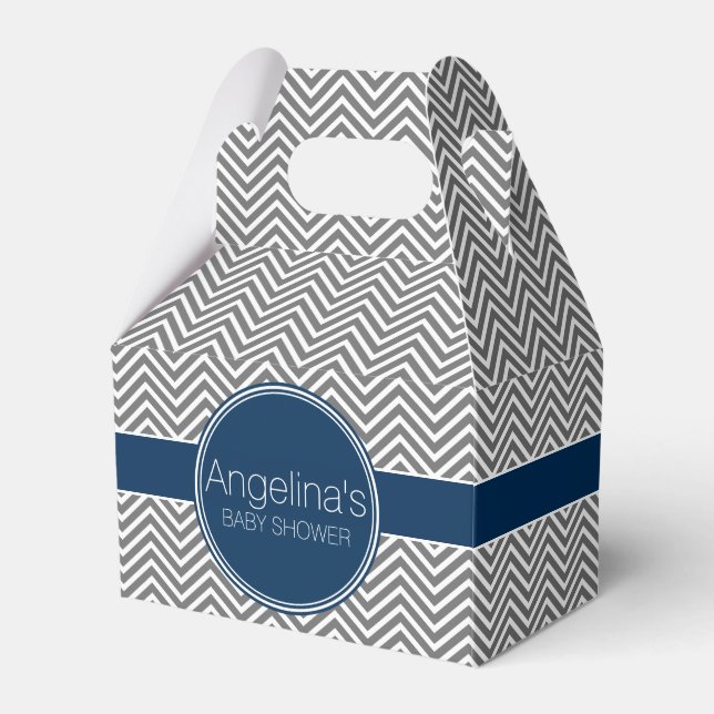 Baby Shower Favour with Chevrons Personalized Name Favor Box (Front Side)