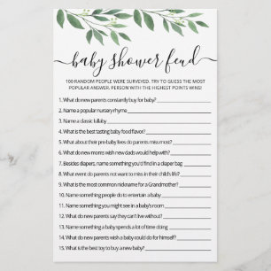 Baby Shower Feud game with Answers