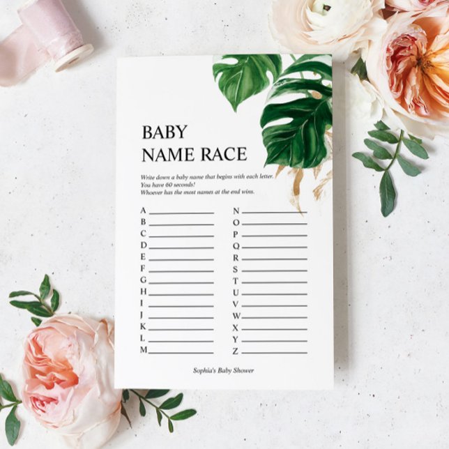 Baby shower Feuille tropical Nom de bébé Race Jeu (Créateur téléchargé)