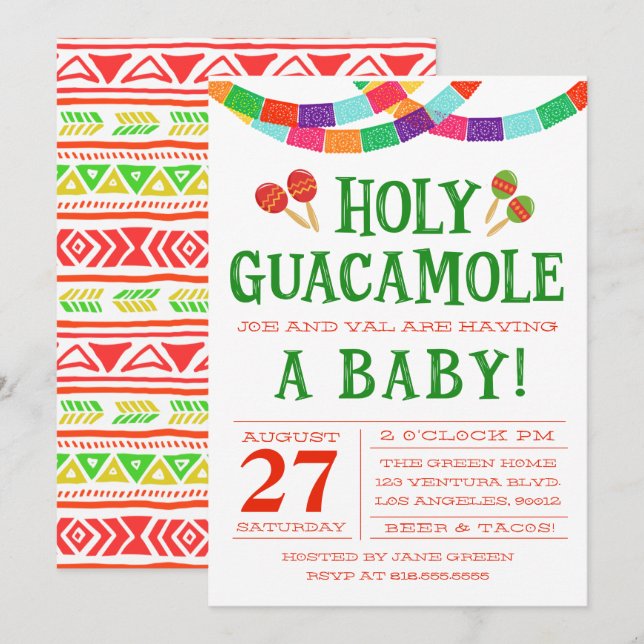 BABY SHOWER FIESTA INVITATION (Devant / Derrière)