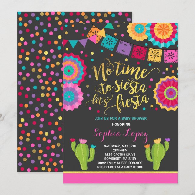 Baby shower Fiesta Invitation Baby shower mexicain (Devant / Derrière)