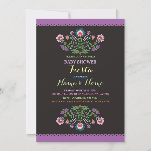 Baby shower Fiesta Mexicaine fille Invitation de l (Devant)