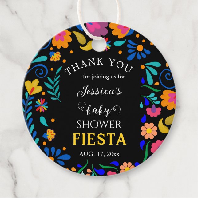 Baby Shower Fiesta Mexican Party round Favour Tag (Front)