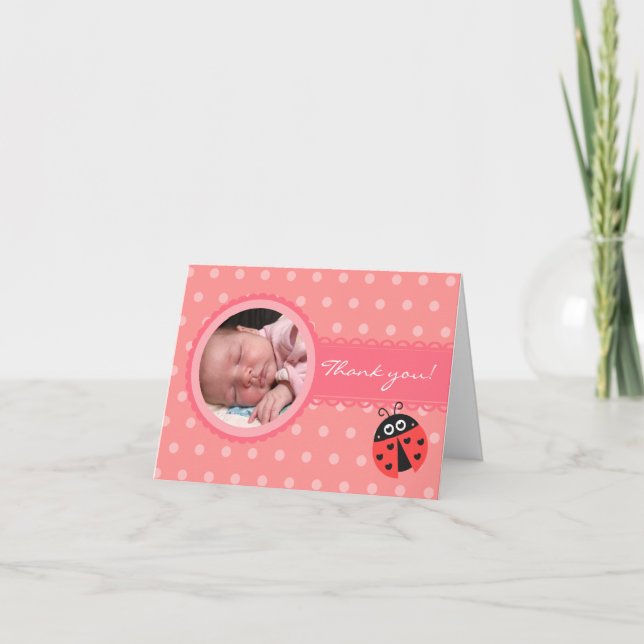 Baby shower fille - Carte de remerciements Ladybug (Devant)