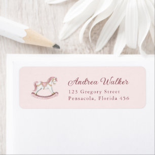 Baby Shower Fille Cheval à Bascule Rose Pastel