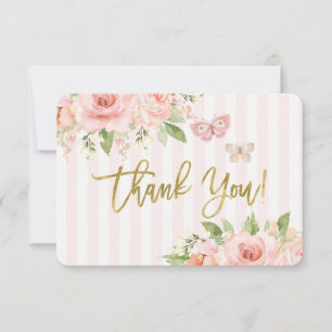 Baby shower fille papillon rose carte de remerciem
