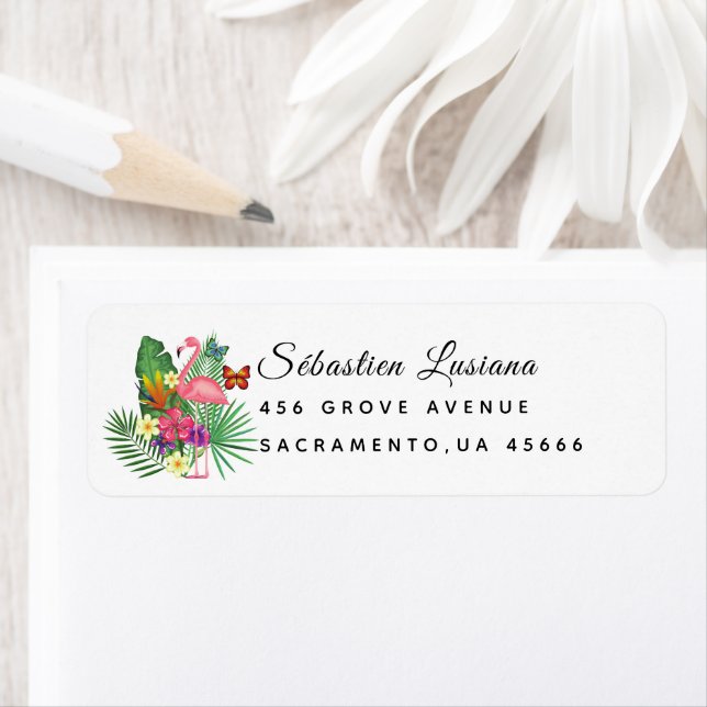 Baby shower Flamant rose Adresse de retour (En situation)