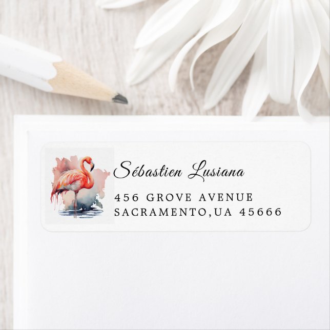 Baby shower Flamant rose Adresse de retour (En situation)