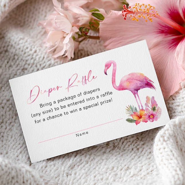 Baby shower Flamant rose Déchets Carte Raffin (Diaper Raffle Card)