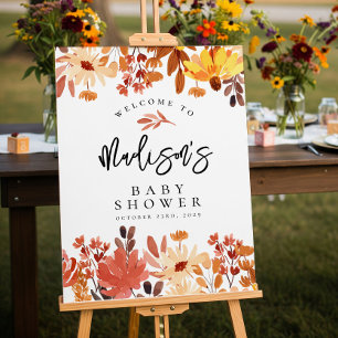 Baby shower Fleur sauvage Boho Fall Affiche de bie
