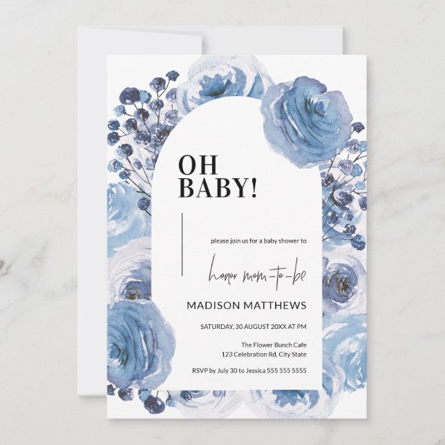 Baby shower Floral Baby Boy Invitation (Devant)