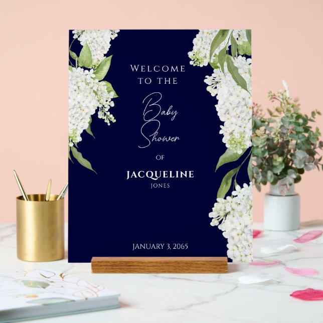 Baby shower Floral Blanc Marine Bienvenue (Mariage)
