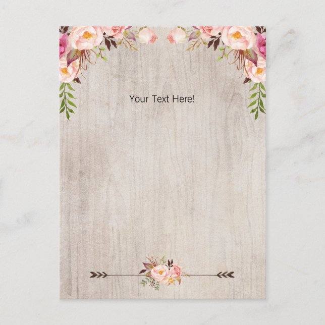 baby Shower Floral Boho Thank you Postcard (Front)
