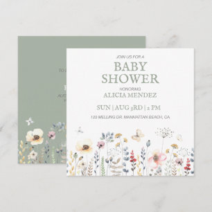 BABY SHOWER, FLORAL, BOTANICAL BABY SHOWER INVITATION