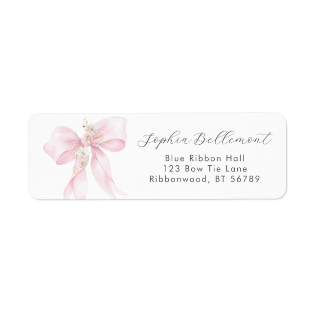Baby shower Floral Bow rose Adresse de retour (Devant)
