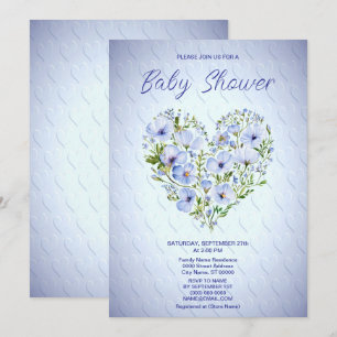 Baby shower Floral du Coeur Bleu Invitation