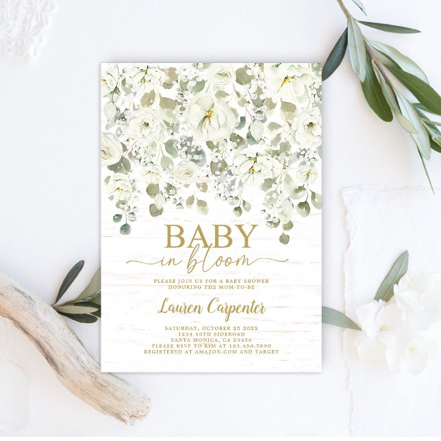 Baby shower floral du souffle du bébé Invitation (Créateur téléchargé)