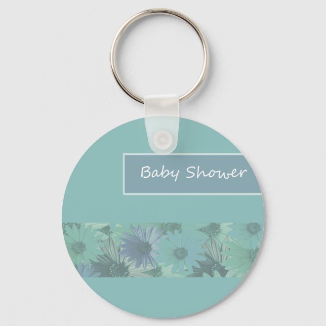 baby shower floral green keychain (Front)