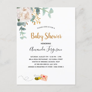 Baby Shower floral greenery white cute mom to bee Postcard