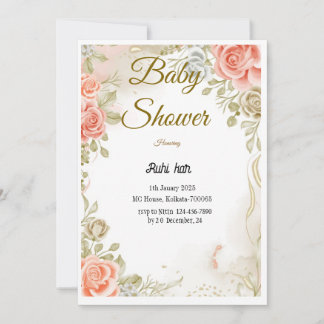 Baby shower floral Modèle d'invitation