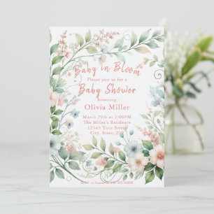 Baby shower floral Pastel Invitation pour filles