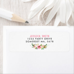 Baby shower Floral Rose and Gold Adresse de retour