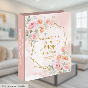 Baby shower floral rose pâle 3 anneau classeur
