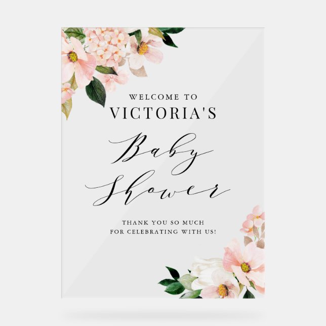 Baby shower floral rose pâle Magnolias (Recto)