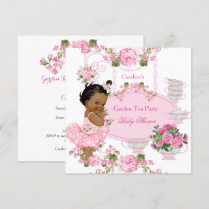 Baby Shower Floral Rose Tea Party Pink Ethnic Invitation