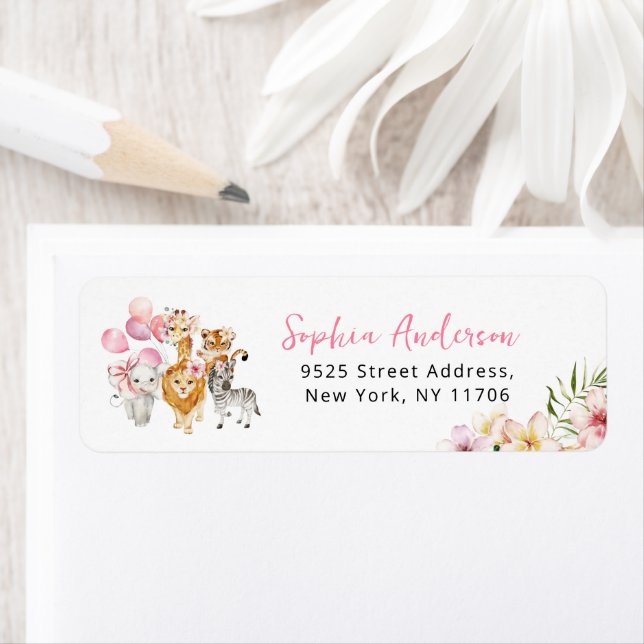 Baby shower Floral safari animaux adresse de retou (En situation)
