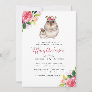 Baby Shower Floral Sweet Mom And Baby Mouse Invitation