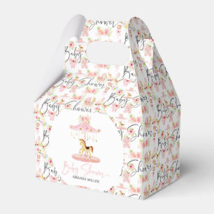 Baby Shower floral typography Pony Carousel Favor Box
