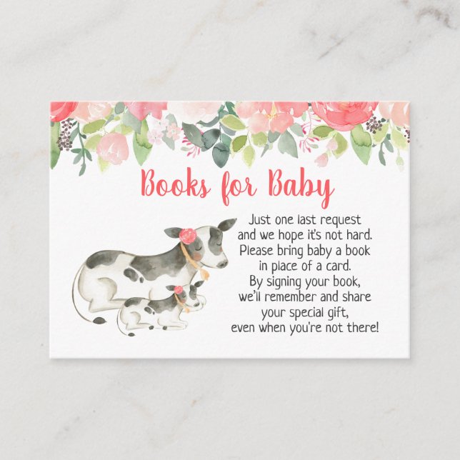 Baby shower Floral Vache Laitière Cartes de Demand (Devant)