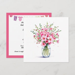 Baby Shower Flower Bouquet With Baby Feet Invitation