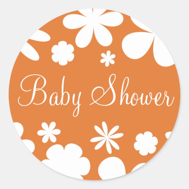 Baby Shower Flower Power Envelope Sticker Seal (Front)