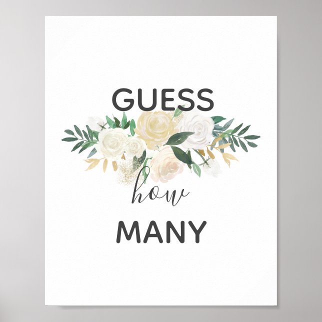 Baby Shower Flowers Guess How Many Sign (Front)
