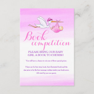 Baby shower flying stork book competition cards