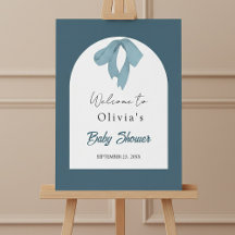 Baby Shower Foam Board for Boy – Blue Bow, Modern 