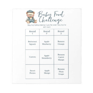 Baby Shower Food Challenge Game Activity Notepad
