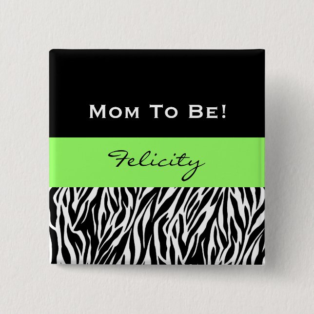 Baby Shower for Boy Modern Zebra Print V3 2 Inch Square Button (Front)