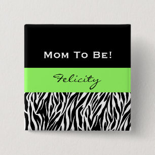 Baby Shower for Boy Modern Zebra Print V3 2 Inch Square Button