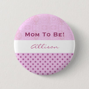 Baby Shower for Girl Pink Polka Dots 2 Inch Round Button
