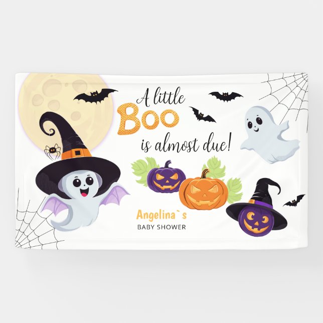 Baby shower for Little Boo Halloween Banner. Banner (Horizontal)