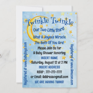 Baby Shower For Twin Boys, Flat Card
