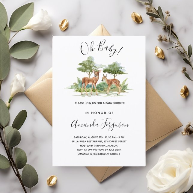Baby shower forest animals deer woodland invitation (Creator Uploaded)