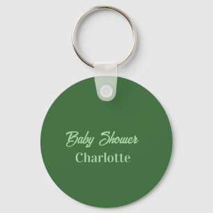 Baby shower forest green pastel name simpleminimal keychain
